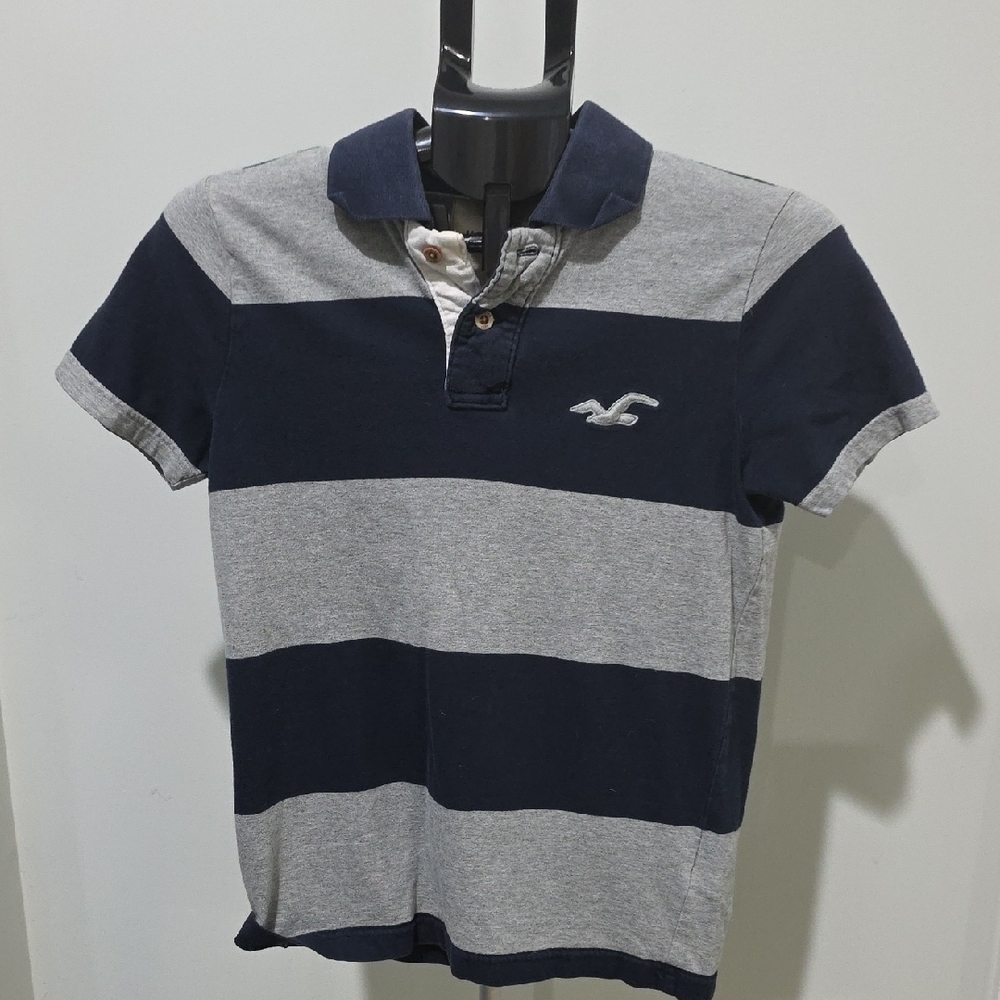 Hollister Polo Shirt - Gray and Navy